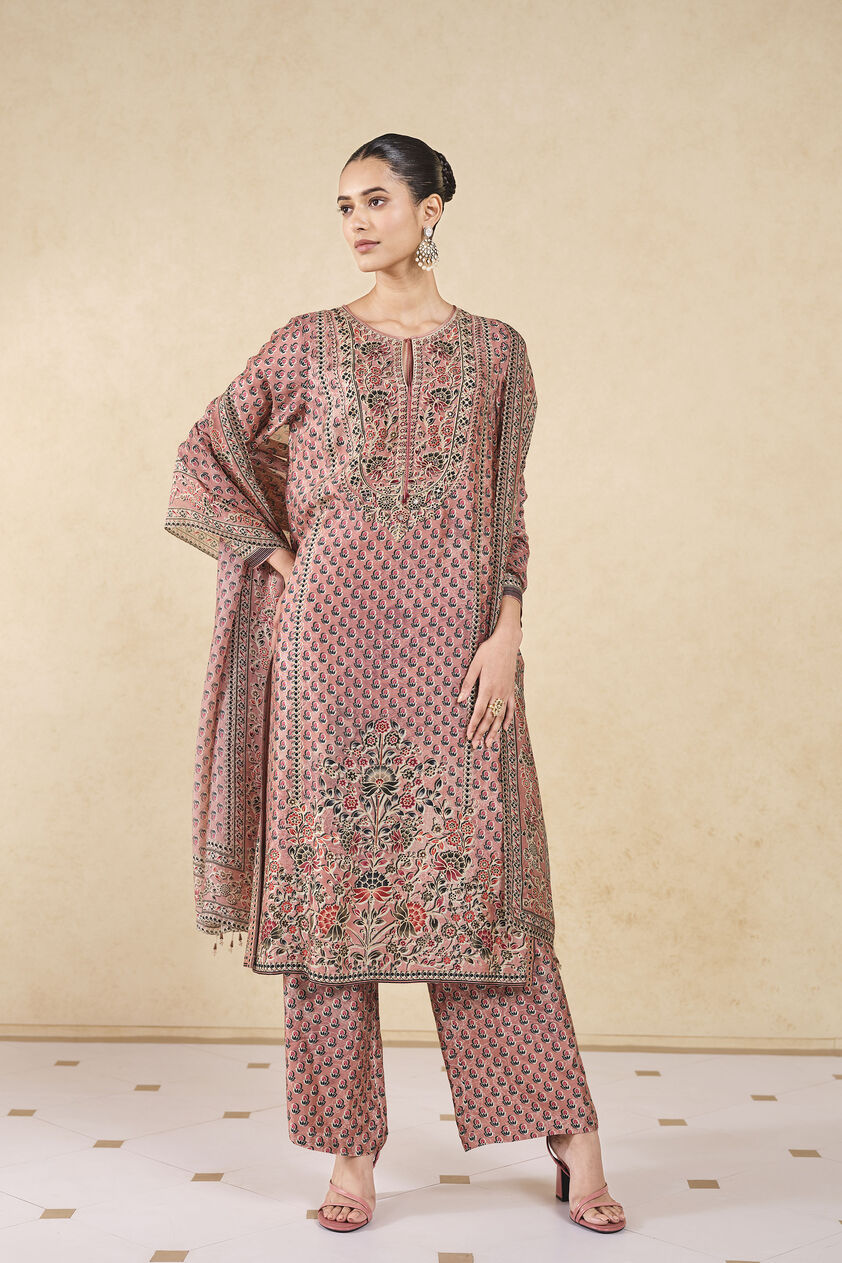 Sierra Printed Silk Suit Set - Pink, Pink, image 1